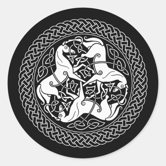 Celtic Epona Knot with Horses Ronde Sticker (Voorkant)