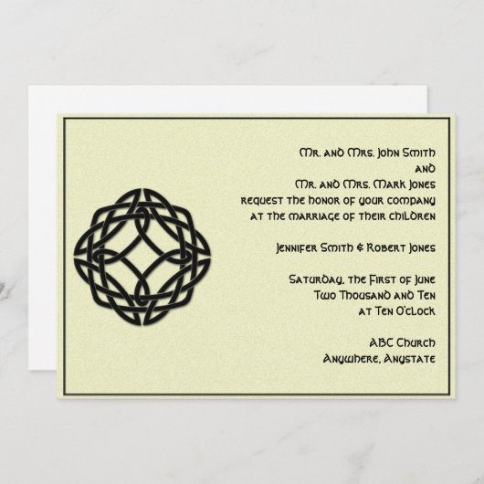 Celtic Eternity Knot Black Wedding Invitation Kaart (Voorkant / Achterkant)