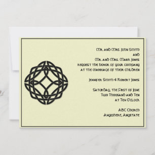 Celtic Eternity Knot Black Wedding Invitation Kaart