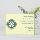 Celtic Eternity Knot Blauwgroen Wedding Invitation Kaart (Staand voorkant)