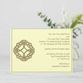 Celtic Eternity Knot Gold Ivory Wedding Invitation Kaart (Staand voorkant)