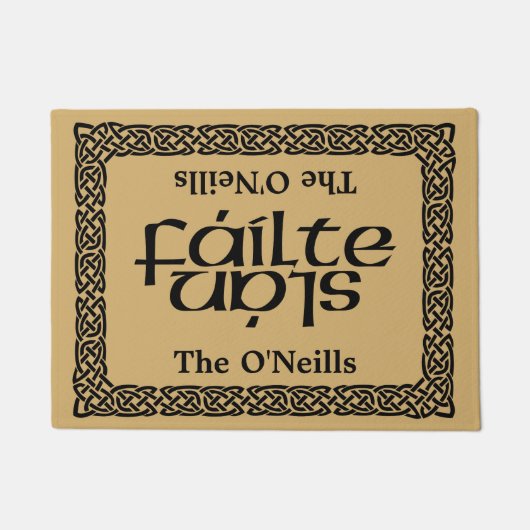 Celtic Fáilte/Slán (Welkom/Goed door) gepersonalis Deurmat (Voorkant)