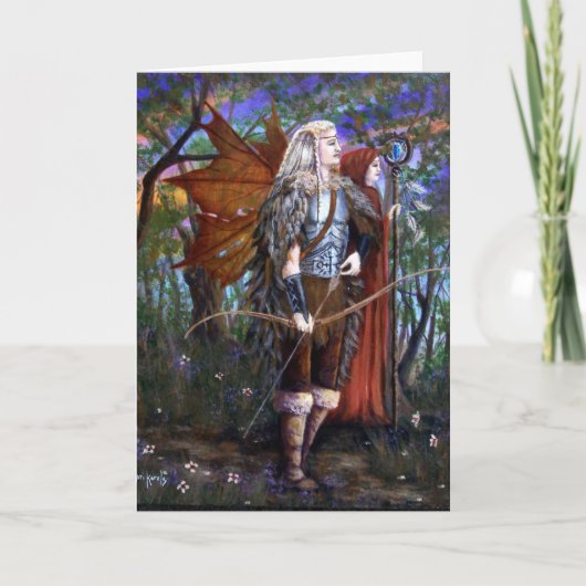 Celtic Fairy voor mannen met Bow Warrior Artist Ka Kaart (Voorkant)