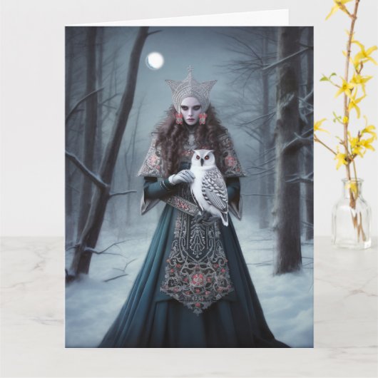 Celtic Fantasy Yuletide Goddess Wenskaart Kaart (Gele Bloem)