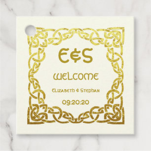 Celtic Faux Gold Knot on Ivory Wedding Welcome Bedankjes Labels