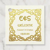 Celtic Faux Gold Knot on Ivory Wedding Welcome Bedankjes Labels (Voorkant)