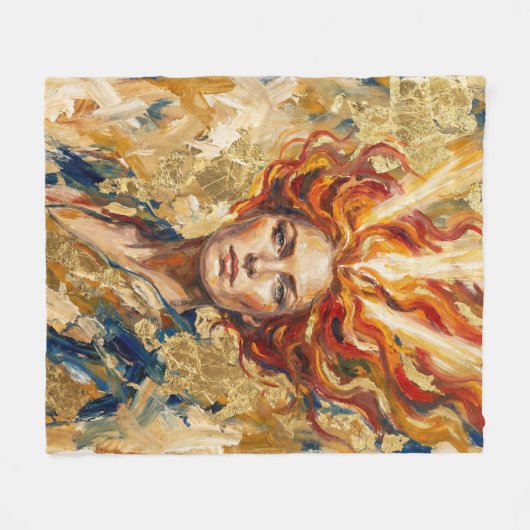 Celtic Fire Goddess Brigid Gold Leaf Fantasy Art Fleece Deken (Voorkant (Horizontaal))
