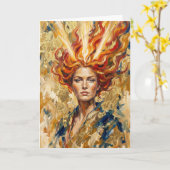 Celtic Fire Goddess Brigid Gold Leaf Fantasy Art Kaart (Gele Bloem)