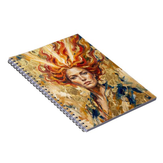 Celtic Fire Goddess Brigid Gold Leaf Fantasy Art Notitieboek (Rechterzijde)