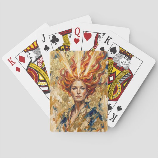 Celtic Fire Goddess Brigid Gold Leaf Fantasy Art Pokerkaarten (Achterkant)