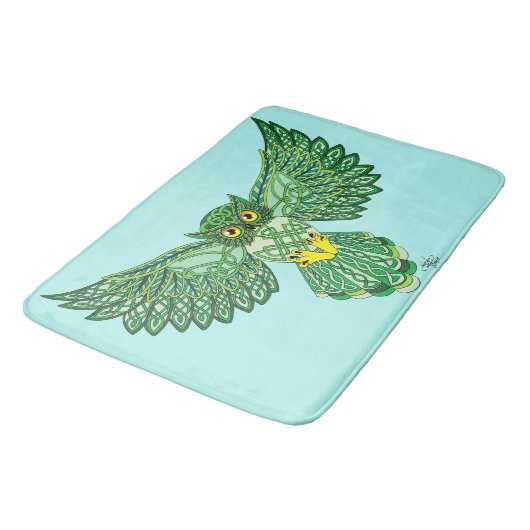 Celtic Flight Uil Groen Badmat (Gekanteld)