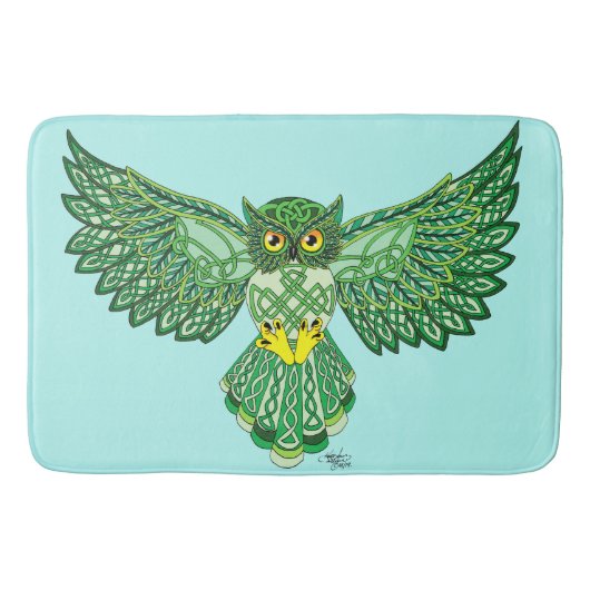Celtic Flight Uil Groen Badmat (Voorkant)