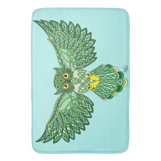 Celtic Flight Uil Groen Badmat (Voorkant Verticaal)