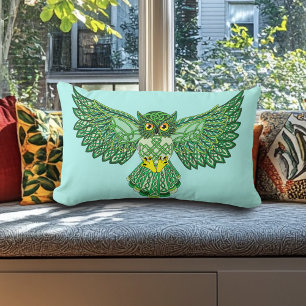 Celtic Flight Uil Groen Kussen