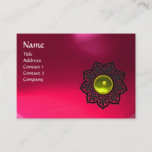 CELTIC FLOWER YELLOW EDELSTONE MONOGRAM Pink Ruby Visitekaartje (Voorkant)