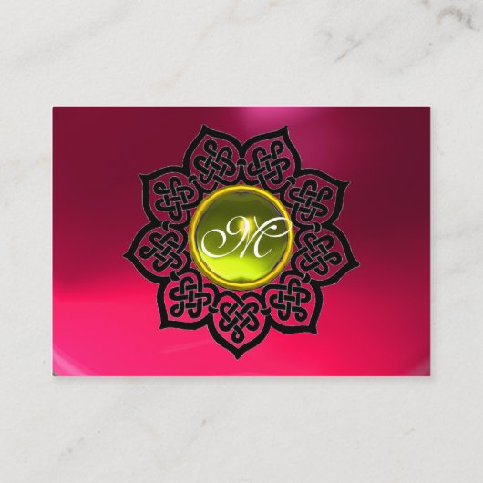 CELTIC FLOWER YELLOW EDELSTONE MONOGRAM Pink Ruby Visitekaartje (Achterkant)