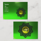 CELTIC FLOWER YELLOW GEM MONOGRAM Emerald Green Visitekaartje (Voorkant / Achterkant)