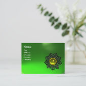 CELTIC FLOWER YELLOW GEM MONOGRAM Emerald Green Visitekaartje (Staand voorkant)
