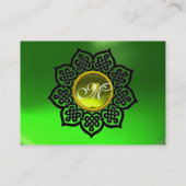 CELTIC FLOWER YELLOW GEM MONOGRAM Emerald Green Visitekaartje (Achterkant)