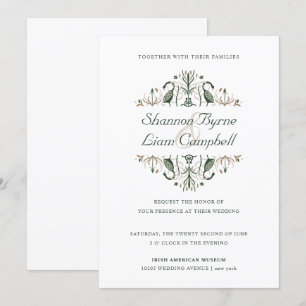 Celtic Folk Art   Modern Floral Irish Wedding Kaart