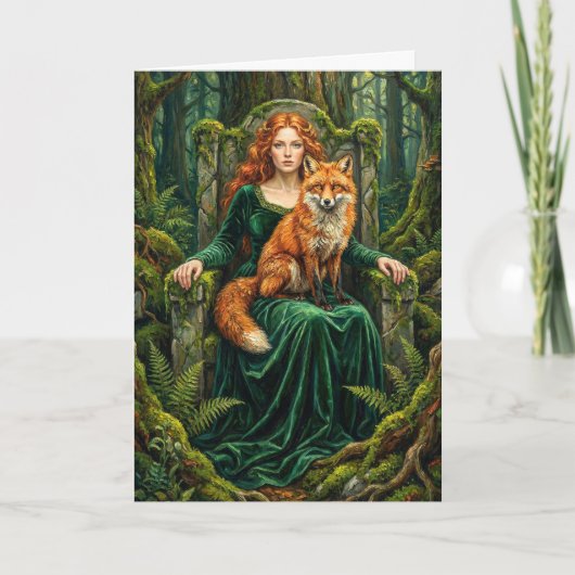 Celtic Forest Queen Red Fox Witch Fantasy Art ( Kaart (Voorkant)
