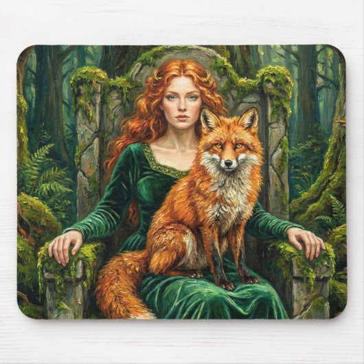 Celtic Forest Queen Red Fox Witch Fantasy Art ( Muismat (Voorkant)