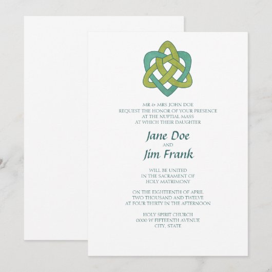 Celtic Formal Katholieke Weddenschap Uitnodiging (Voorkant / Achterkant)