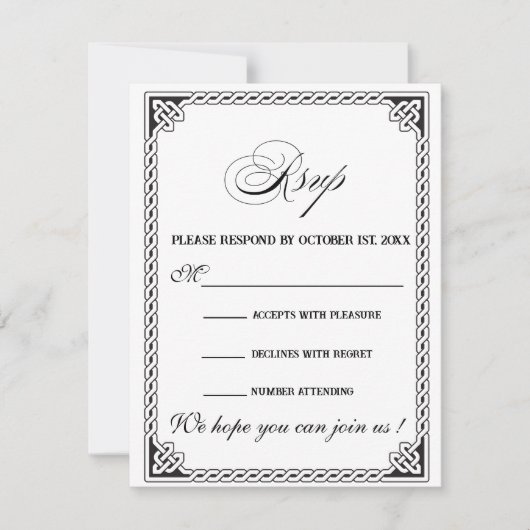 Celtic Frame Wedding RSVP Card Kaartje (Voorkant)