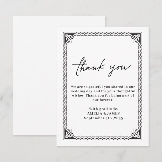 Celtic Frame Wedding Thank You Card Bedankkaart (Voorkant / Achterkant)