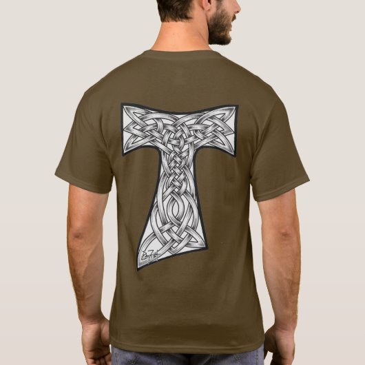 Celtic Franciscan Tau Cross T-shirt (Achterkant)