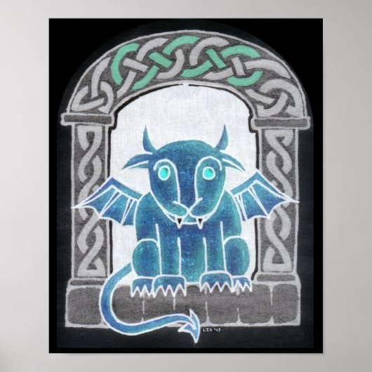 Celtic Gargoyle negatieve afdruk Poster (Voorkant)