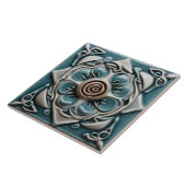 Celtic Geïnspireerd Blauwgroen Groene en Witte Roz Tegeltje (Zijkant)