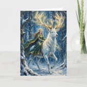 Celtic Goddess & Glowing White Stag Kaart (Voorkant)