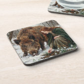 Celtic Goddess & Wild Boar Bier Onderzetter (Linkerzijde)