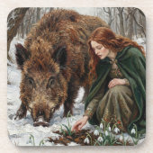Celtic Goddess & Wild Boar Bier Onderzetter (Voorkant)