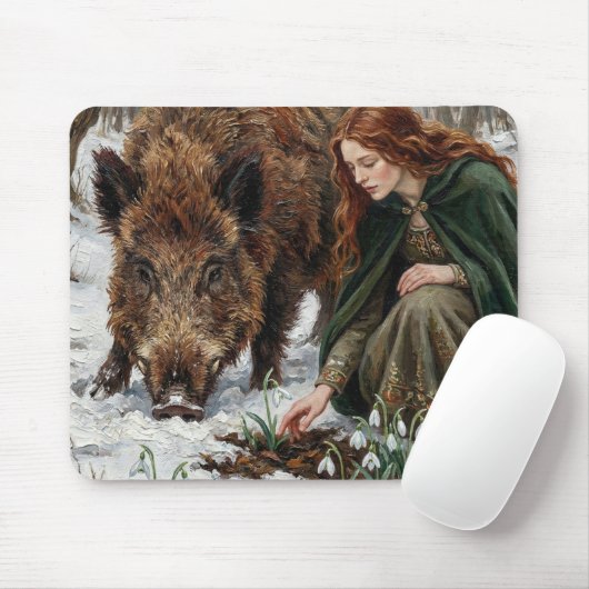Celtic Goddess & Wild Boar Muismat (Met muis)