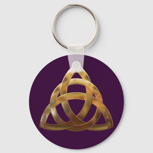 Celtic Gold Trinity Knot Sleutelhanger (Voorkant)