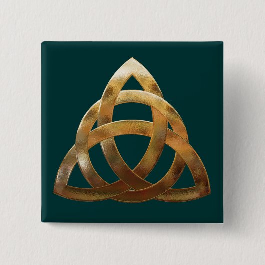Celtic Gold Trinity Knot Vierkante Button 5,1 Cm (Voorkant)