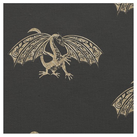 Celtic Golden Dragon Gothic Stof (Close Up)