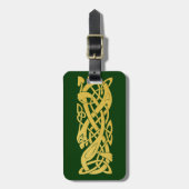 Celtic Golden Snake on Dark Green Baggage Label Bagagelabel (Voorkant verticaal)