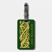 Celtic Golden Snake on Dark Green Baggage Label Bagagelabel (Achterkant verticaal)
