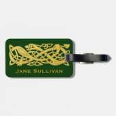 Celtic Golden Snake on Dark Green Baggage Label Bagagelabel (Achterkant horizontaal)