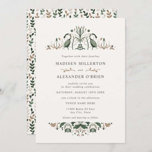 Celtic Goose Folk Art Wedding Kaart (Voorkant / Achterkant)