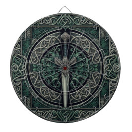 Celtic Green en Zilver Zwaard Dartbord