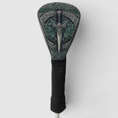 Celtic Green en Zilver Zwaard Golfheadcover (Voorkant)