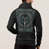 Celtic Green en Zilver Zwaard Hoodie (Achterkant)