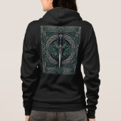 Celtic Green en Zilver Zwaard Hoodie (Achterkant)