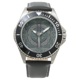 Celtic Green en Zilver Zwaard Horloge