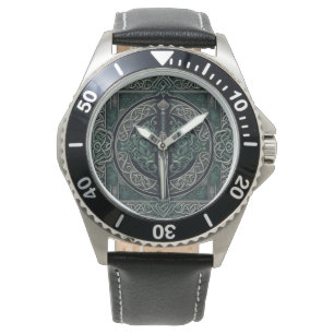 Celtic Green en Zilver Zwaard Horloge
