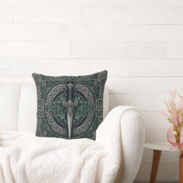 Celtic Green en Zilver Zwaard Kussen